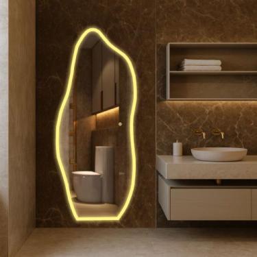 Imagem de Espelho Borda Infinita Led Jateado Luxo Decorativo Salão Quarto Banhei