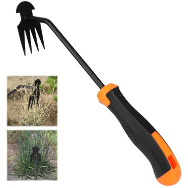 Imagem de Ferramenta extrator de ervas daninhas, nova ferramenta de jardim durável com alça de borracha, ferramenta de remoção de ervas daninhas aprimorada, capina manual forjada de aço manganês com 4 dentes