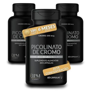 Imagem de Picolinato De Cromo 250mcg Puro 180 Cápsulas Ellym Nutrition Alta Concentração 6 Meses Auxilia No Metabolismo De Proteínas, Carboidratos E Gorduras