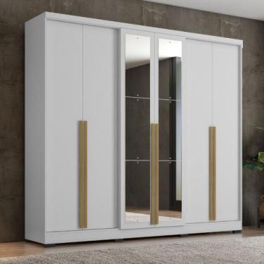 Imagem de Guarda Roupa Casal com Espelho 6 Portas e Pés Serena Damulti, Branco