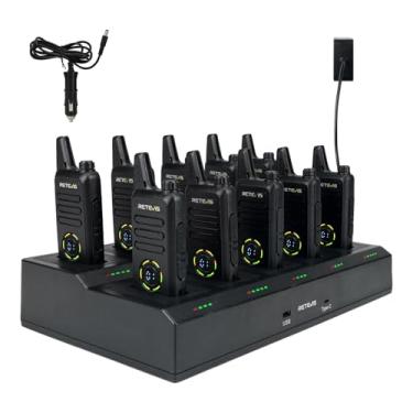 Imagem de Retevis RT22S Walkie Talkies para adultos, rádios bidirecionais FRS portáteis (pacote com 10) com carregador multigrupo de 10 vias, rádio portátil de 2 vias recarregável, progresso de carregamento