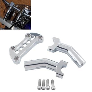 Imagem de FINMOKAL Kit de braçadeira superior de elevação de guidão cromado de 10 cm de altura para guidão de 2,5 cm, compatível com Harley Dyna Road Glide Softail Sportster Street Bob