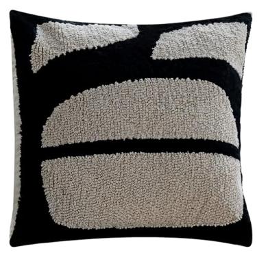 Imagem de Capa de almofada de lona boêmia com padrões abstratos, decoração em preto e branco para casa e escritório