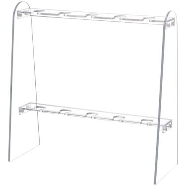 Imagem de Suporte de acrílico transparente para taças de champanhe, suporte de exibição de mesa de 2 camadas para dez copos, design de economia de espaço de desanexação rápida, ideal para decoração de festa