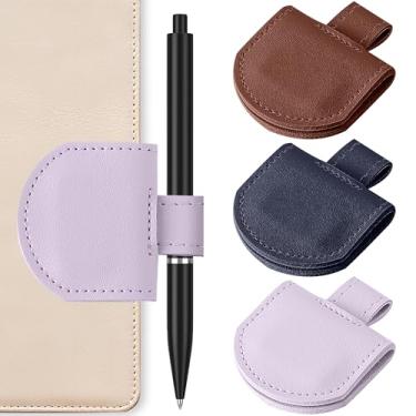 Imagem de Vane Oak Suporte magnético para caneta, suporte de lápis para cadernos, diários, calendários, couro sintético, pacote com 3