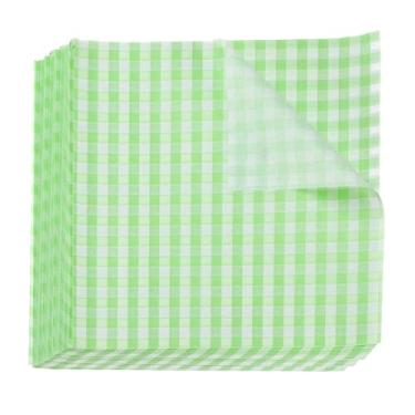 Imagem de HARFINGTON 500 folhas quadradas quadriculadas de papel de cera 18 x 18 cm, papel de embrulho seco absorvente de óleo para sanduíche, forros, cesta de piquenique, pão, hambúrguer, cozinha, verde