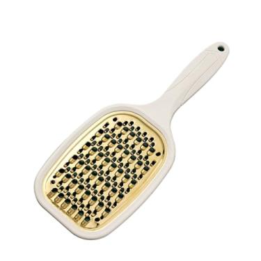 Imagem de Ralador de queijo, fatiador de legumes de cozinha, multiuso, aço inoxidável, triturador de parmesão para batata, cenoura, casa, cozinha (cabo branco)