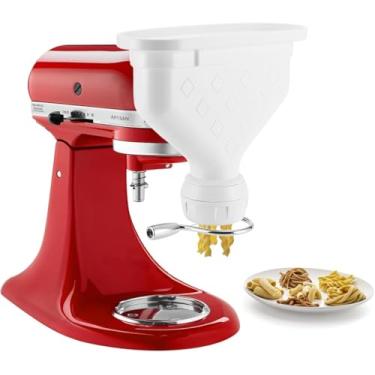 Imagem de Acessório de prensa de massa para batedeira KitchenAid, acessórios para máquina de macarrão com 2 portas de alimentação inculsionadas, 6 pratos intercambiáveis, conjunto de acessórios para misturador,