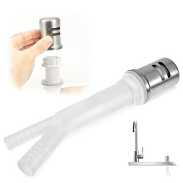 Imagem de Kit de folga de ar para lava-louças com tampa de latão com saia, evita refluxo de águas residuais, espaço de ar na máquina de lavar louça, conjunto completo para pias de cozinha, acabamento de níquel