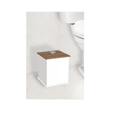 Imagem de Lixeira Quadrada Branco-nogal - Fabribam