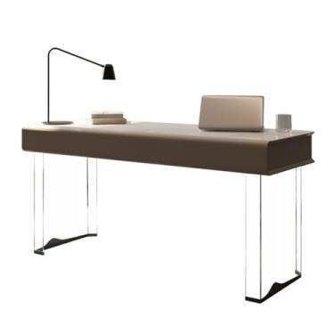 Imagem de Mesa de trabalho Escrivaninha contemporânea com gavetas, tampo de laje pedra e pernas acrílico, mesa escritório moderna(M)