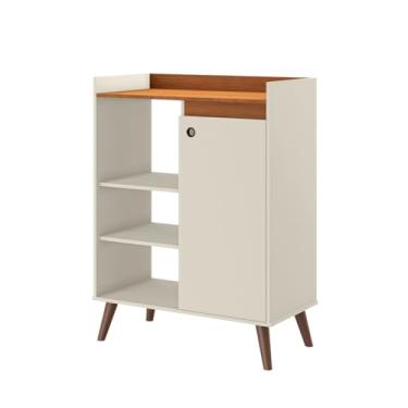 Imagem de Buffet Compacto com 1 Porta e Pés Palito – Ideal para Sala de Estar, Cozinha ou Apartamentos Pequenos – Design Moderno e Clean(off madeirado)