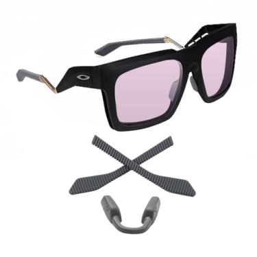 Imagem de Biyxpiv Almofadas de nariz de substituição Kits de borracha para óculos Oakley Enigma INK OO9485 OX8190, Kit de borracha com almofada de nariz de ponte baixa - cinza