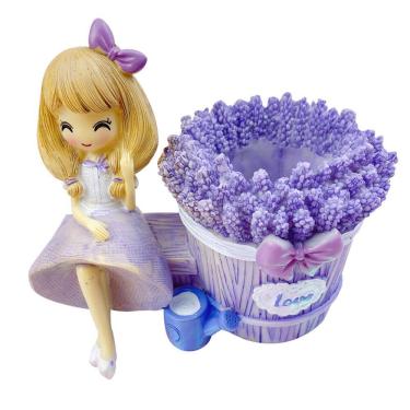 Imagem de Porta-canetas Porta-lápis Decorativo Resin Lavender Girl