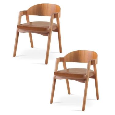 Imagem de Kit 2 Cadeiras para Sala de Jantar Luna Caramelo