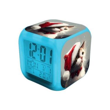 Imagem de Despertador: tela LED de mudança de cor Christmas Cat - yiweisai