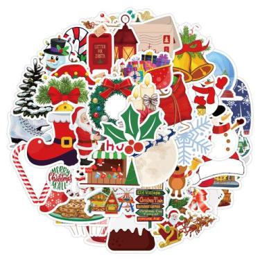 Imagem de Pacote de adesivos de Natal, 50 unidades de animais fofos e vinil nata