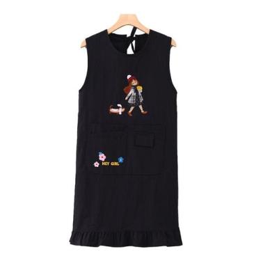 Imagem de Colete, avental, estilo coreano, bordado para mulheres, impermeável - 