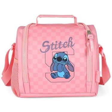 Imagem de Lancheira Termica Escolar Juvenil STITCH Xadrez Luxcel Rosa