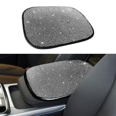 Imagem de Lyxheth Capa de apoio de braço de carro brilhante, capa de console central de carro, protetor de console central automotivo com strass de cristal brilhante, linda capa protetora para console central