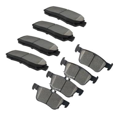 Imagem de Conjunto de pastilhas de freio a disco de cerâmica, conjunto de substituição dianteiro e traseiro com 8 peças para Acura RDX 2019 2010 2021 com ferragens