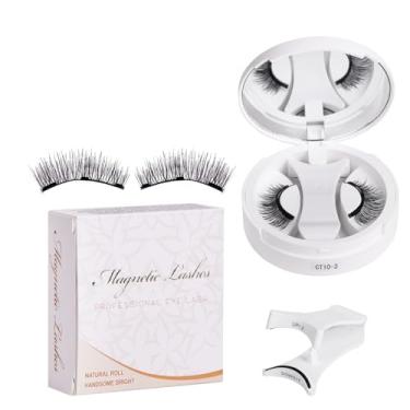 Imagem de Cílios Falsos com Absorção Magnética em Caixa Integrada - Sem Cola Vestido Rápido Fácil para Iniciantes Anti-Alérgico Fixação Segura Maquiagem de Olhos Longa Duração Armazenamento Protege os Estende a