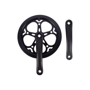 Imagem de Aluminum Sprocket Gear Bicycle Crankset Single Chainring Bike Crank Arm Set 170mm 52T Crankset Square Taper Cycling for City Folding Bicycle Black Single Speed Crankset