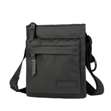 Imagem de Bolsa mensageiro masculina pequena de poliuretano com alça transversal bolsa mensageiro para homens, Preto, Preto