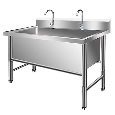 Imagem de TRGCJGH Pia de aço inoxidável independente, pias utilitárias, pia comercial de garagem industrial, para restaurante, oficina (120 x 70 x 80 cm/47,2 x 27,5 x 31,10 cm, 30 cm de profundidade)