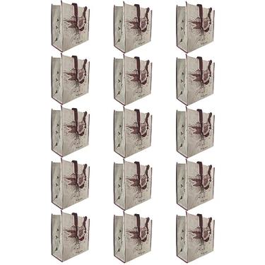 Imagem de Bolsa Ecologica Kit 15 Unidades Sacola Ecobag de Ombro Reutilizavel Multiuso Dobravel Alça Compras Mercado Resistente Lavavel Pratica