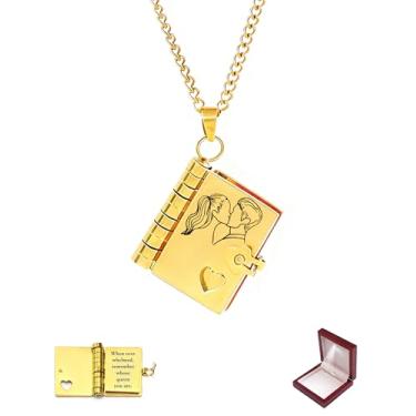 Imagem de ziella Colar To My Love Book para mulheres, colar aberto de várias camadas com 6 páginas de informações gravadas, colar de medalhão de coração presentes para irmã/esposa/amor/namorada/mãe (To Sunny