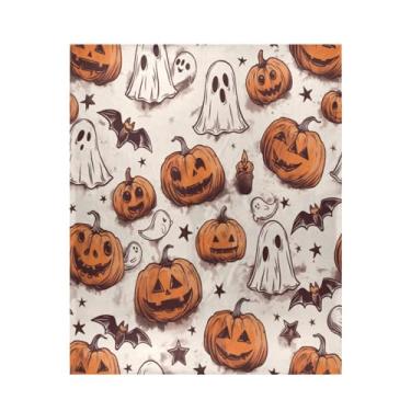 Imagem de ATTX Lindo cobertor de microfibra de veludo com estampa de elementos de Halloween - Cobertor de cama leve ultra macio para sofá, cama, 127 x 152 cm #415