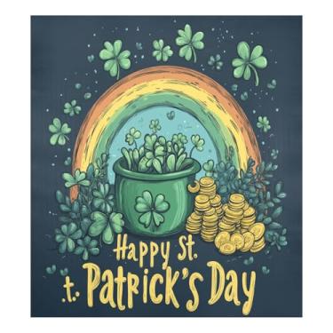 Imagem de Blueangle Dia de São Patrício Moedas de Ouro Arco-íris Capa Magnética para Lava-louças, Decoração Frontal de Lava-Louça, Decalques de Armário Doméstico, Adesivos Eletrodomésticos, 58 cm C x 66 cm