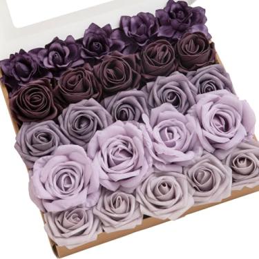 Imagem de Ling's Moment Conjunto de flores artificiais com rosas falsas e gardênia de espuma de peônia sintética para buquês de casamento faça você mesmo, arranjos de centro de mesa, chá de panela, decoração de