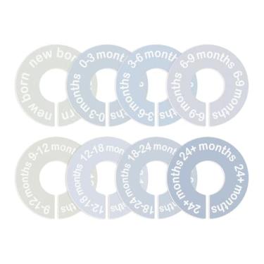 Imagem de FytStycale Conjunto de 8 divisórias para armário de bebê, organizadoras de roupas com etiquetas, cabides compactos e adoráveis ​​para organizar peças por, Cores Azuis