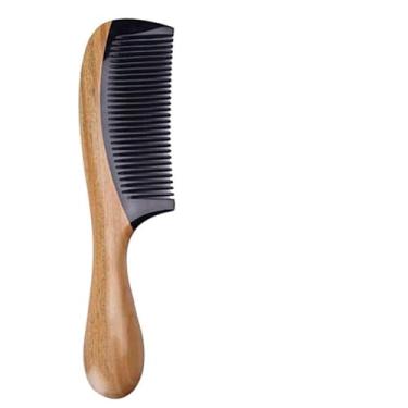 Imagem de Yinhing Pente de Cabelo Sem Estático Pente de Cabelo de Madeira de Dente Fino Premium para Desembaraçar, Feito de Sândalo Verde e Chifre, Ideal para Suaves Em Tipos de (Cor madeira)