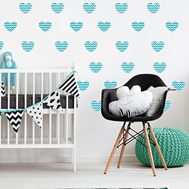 Imagem de Adesivo de Parede Infantil Coração Azul Chevron