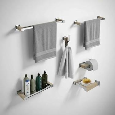 Imagem de Kit Acessórios Banheiro Lavabo 6 Peças Aço Inox 304 Alto Brilho [Q6H]