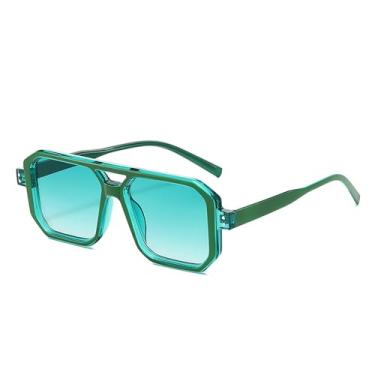 Imagem de Óculos de Sol Punk Masculino com Ponte Dupla, Lentes Transparentes Degradê UV400, Ideal para Esportes ao Ar Livre, Corrida e Ciclismo, Cor Verde Degradê