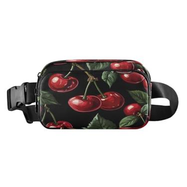 Imagem de CEBUGI Pochetes de caminhada para homens e mulheres, moda cereja vermelha, resistente à água, com cinto ajustável para treino, viagem, corrida