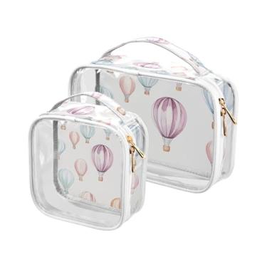 Imagem de xigua Balões de ar quente aquarela bolsa de maquiagem para mulheres, bolsa de cosméticos transparente de viagem, bolsa de higiene portátil à prova d'água para viagens, férias, organização de banheiro