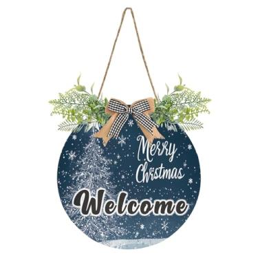 Imagem de YETTASBIN Placa de boas-vindas para árvore de Natal, placa de parede à prova d'água, guirlanda decorativa de alpendre para inauguração de casa, quintal, jardim, decoração de férias, 30 x 30 cm