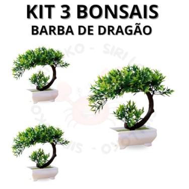 Imagem de Genérico, Kit 3 Bonsai Artificiais Decore com Zen: Modelo Barba de Dragão