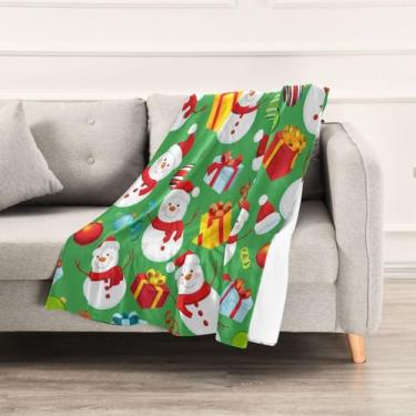 Imagem de Wassud Cobertores e mantas de Natal 152 x 228 cm alegres bonecos de neve cobertor para sofá, cobertor quente de lã de pelúcia aconchegante para cama, sofá, cadeira, decoração de casa