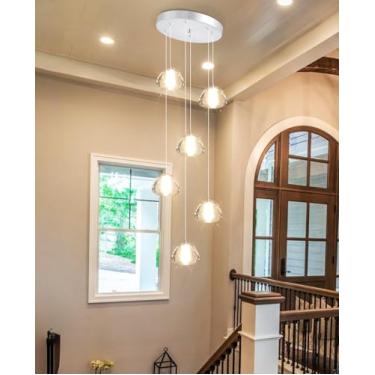 Imagem de Lustre de cristal moderno com 6 lâmpadas LED para entrada, sala de jantar, quarto, hall de entrada, escada e sala de estar (3000K).