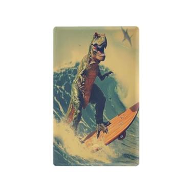 Imagem de Wassud Placa de cobertura para interruptor de luz, capas de tomadas duplas, placas de parede, tomadas elétricas decorativas, dinossauros de surfe (2) decoração de sala de estar para casa