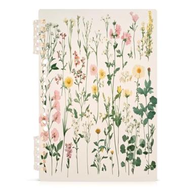 Imagem de Burbuja Caderno retrô Wildflowers, papel pautado universitário A5 com 60 folhas, fichário para escritório, 1 pacote