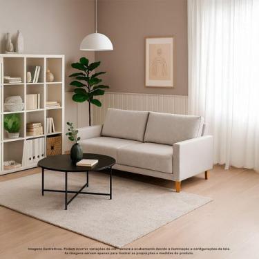 Imagem de Sofá 3 Lugares 2m Fixo Living Tecido Sintético Madeira Maciça Almofada