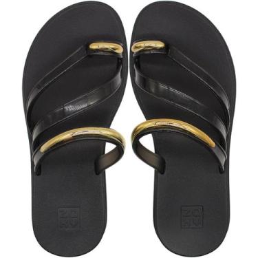 Imagem de Chinelo de Dedo Zaxy Lume Tiras Metal Feminina, 38, Preto