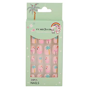 Imagem de Cryfokt Unhas Falsas Artificiais de Cobertura Completa Com Estampa de Desenho Animado Infantil para Faça você Mesmo Em Casa, 24 Peças de Unhas Falsas Curtas para Meninas, Cola Em (04)